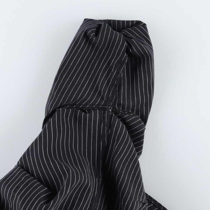 AMISU Skipper Collar Long-Sleeve Striped Shirt (Women's Size S) cotton black type Vintage Second Hand