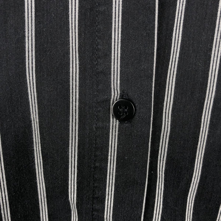 zero Skipper Collar Long-Sleeve Striped Shirt (Women's Size M) unclear black type Vintage Second Hand