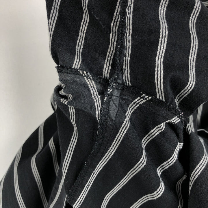 zero Skipper Collar Long-Sleeve Striped Shirt (Women's Size M) unclear black type Vintage Second Hand