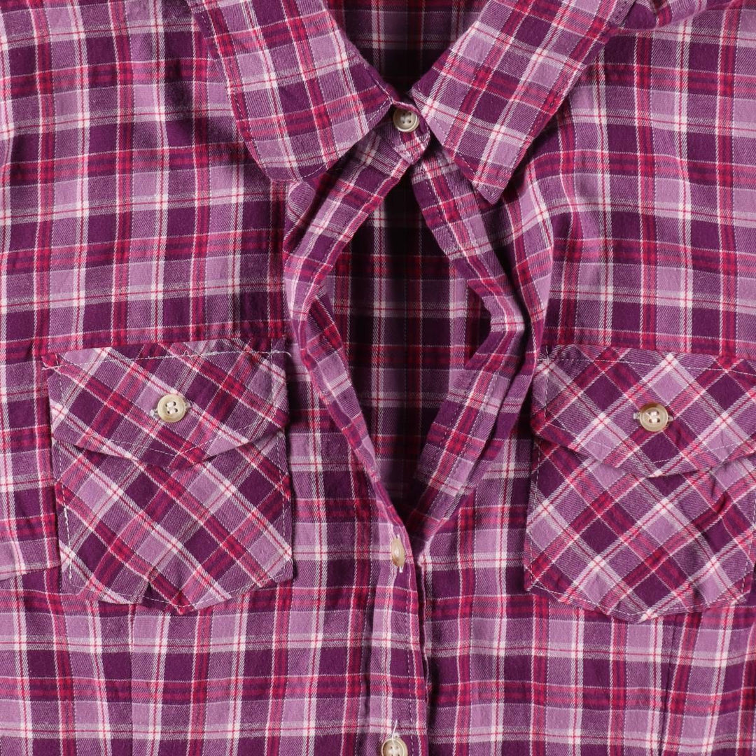 Lee RIDERS Skipper Collar Long Sleeve Cotton Check Shirt, Women's Size XL (approx.) cotton Purple type red-purple Vintage Second Hand