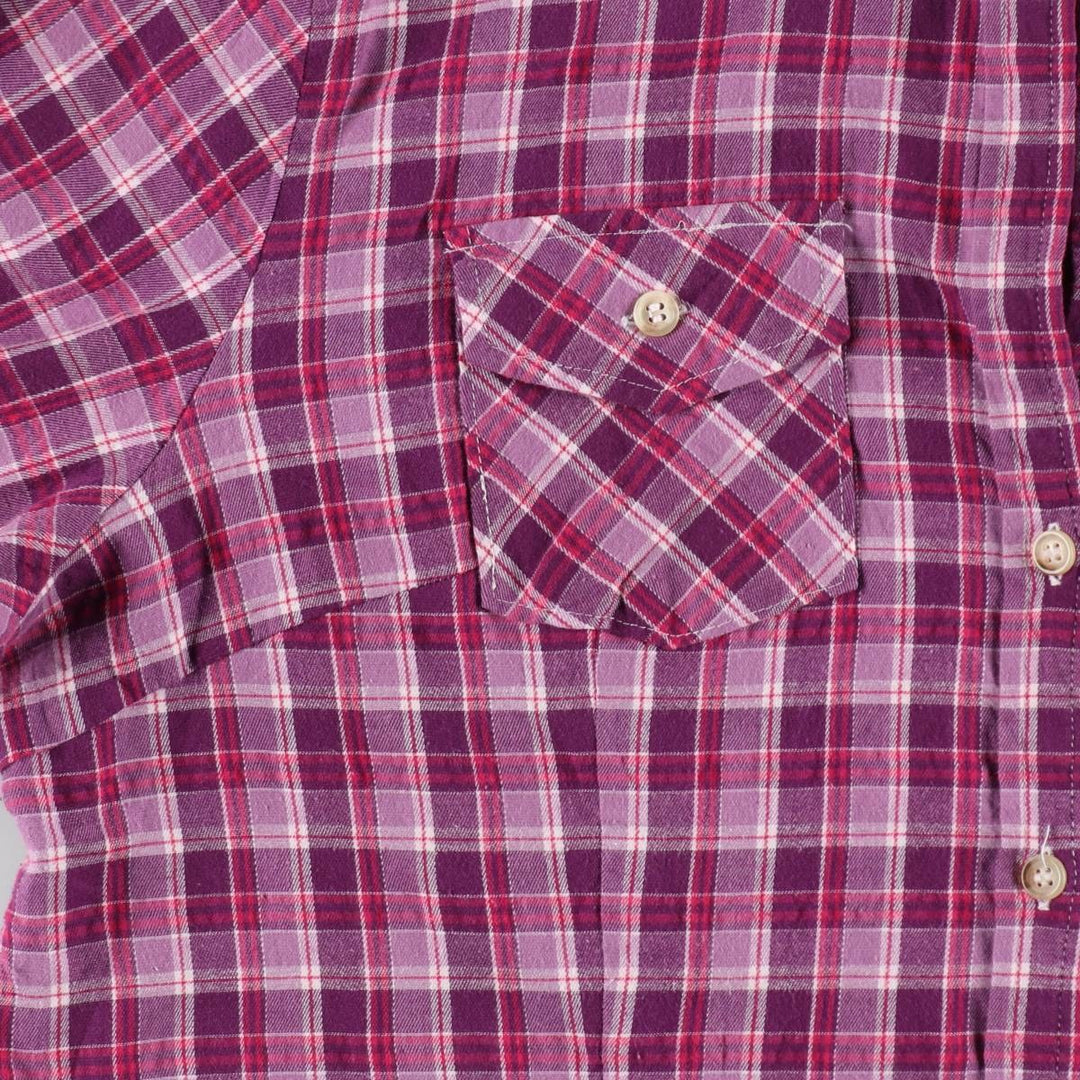 Lee RIDERS Skipper Collar Long Sleeve Cotton Check Shirt, Women's Size XL (approx.) cotton Purple type red-purple Vintage Second Hand