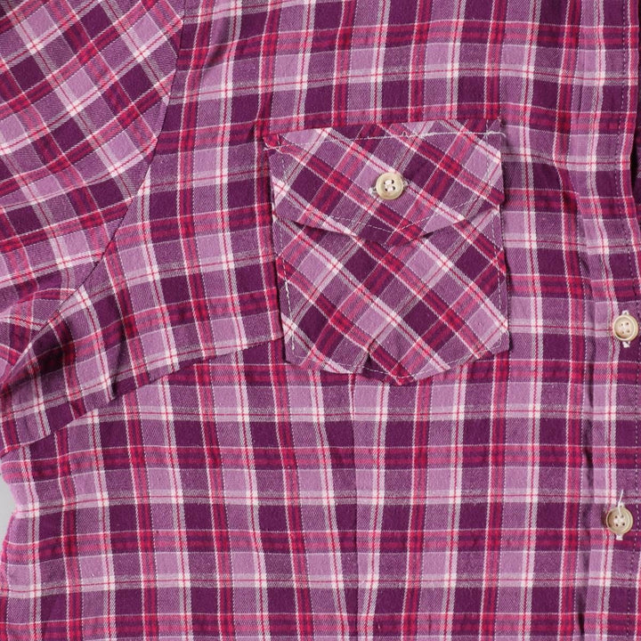 Lee RIDERS Skipper Collar Long Sleeve Cotton Check Shirt, Women's Size XL (approx.) cotton Purple type red-purple Vintage Second Hand