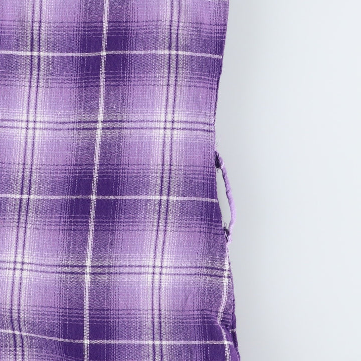 FISHBONE Ombre Check Skipper Collar Long Sleeve Cotton Check Shirt (Women's Size M) cotton purple type Vintage Second Hand