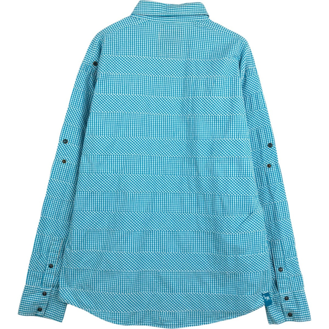 Live Mechanics Gingham Check Long-Sleeve Cotton Check Shirt, Women's Size XL (approx.) cotton Blue type light blue Vintage Second Hand