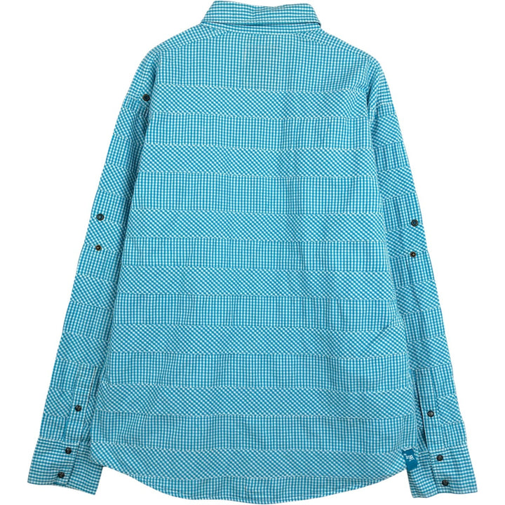 Live Mechanics Gingham Check Long-Sleeve Cotton Check Shirt, Women's Size XL (approx.) cotton Blue type light blue Vintage Second Hand