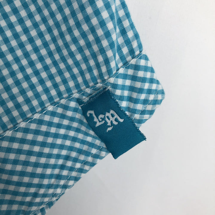 Live Mechanics Gingham Check Long-Sleeve Cotton Check Shirt, Women's Size XL (approx.) cotton Blue type light blue Vintage Second Hand