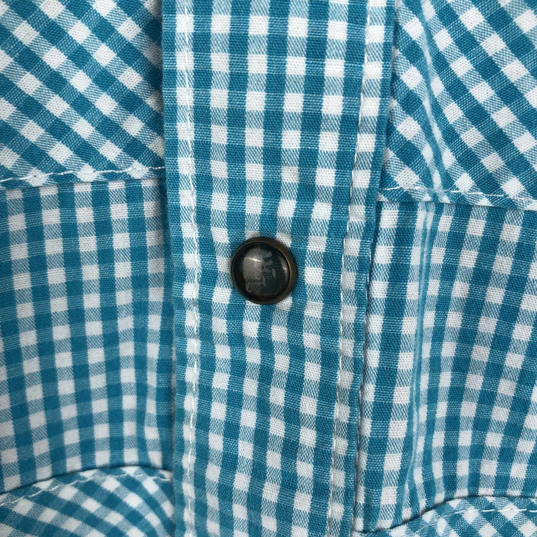 Live Mechanics Gingham Check Long-Sleeve Cotton Check Shirt, Women's Size XL (approx.) cotton Blue type light blue Vintage Second Hand