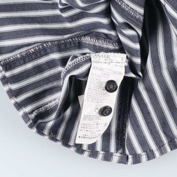 Benetton UNITED COLORS OF BENETTON Long-Sleeve Cotton Stripe Shirt, Women's Size S (approx.) cotton Charcoal Vintage Second Hand