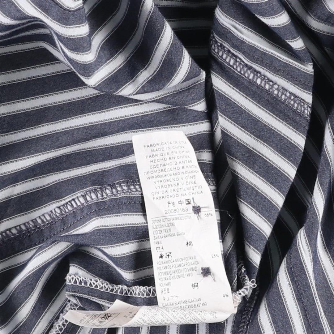 Benetton UNITED COLORS OF BENETTON Long-Sleeve Cotton Stripe Shirt, Women's Size S (approx.) cotton Charcoal Vintage Second Hand