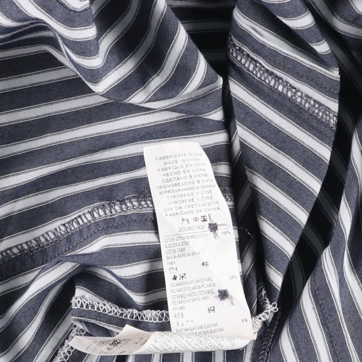 Benetton UNITED COLORS OF BENETTON Long-Sleeve Cotton Stripe Shirt, Women's Size S (approx.) cotton Charcoal Vintage Second Hand