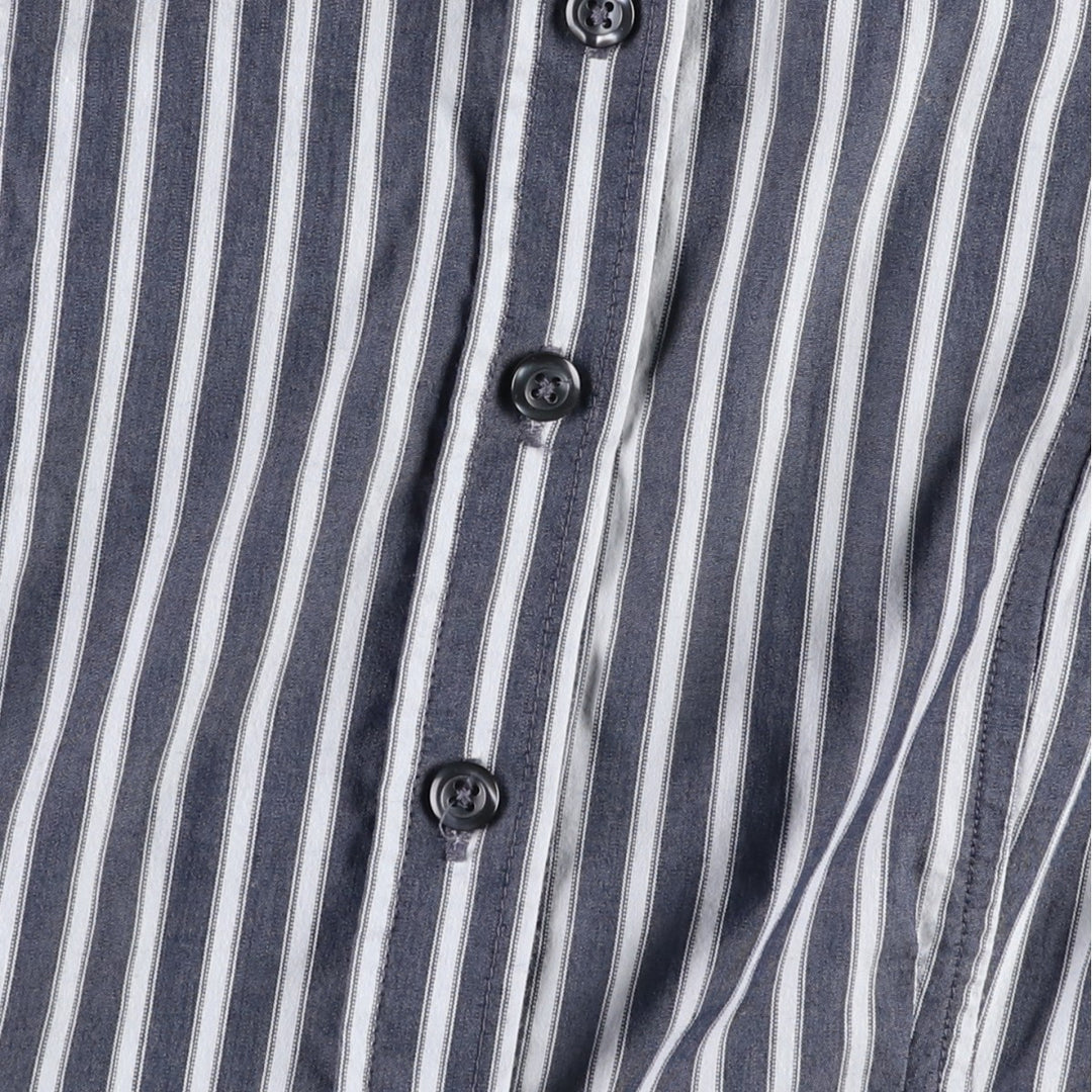Benetton UNITED COLORS OF BENETTON Long-Sleeve Cotton Stripe Shirt, Women's Size S (approx.) cotton Charcoal Vintage Second Hand
