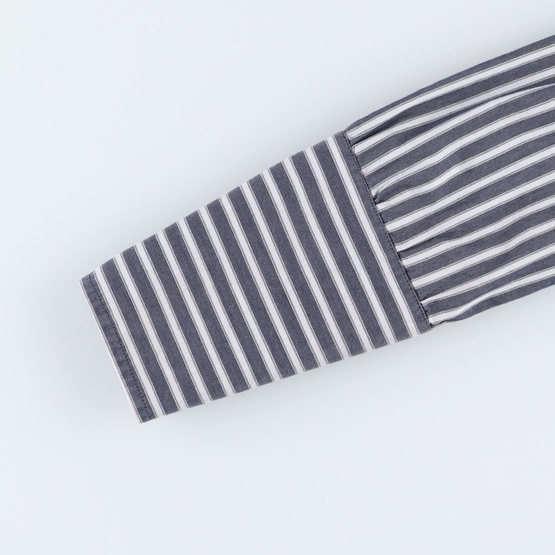 Benetton UNITED COLORS OF BENETTON Long-Sleeve Cotton Stripe Shirt, Women's Size S (approx.) cotton Charcoal Vintage Second Hand