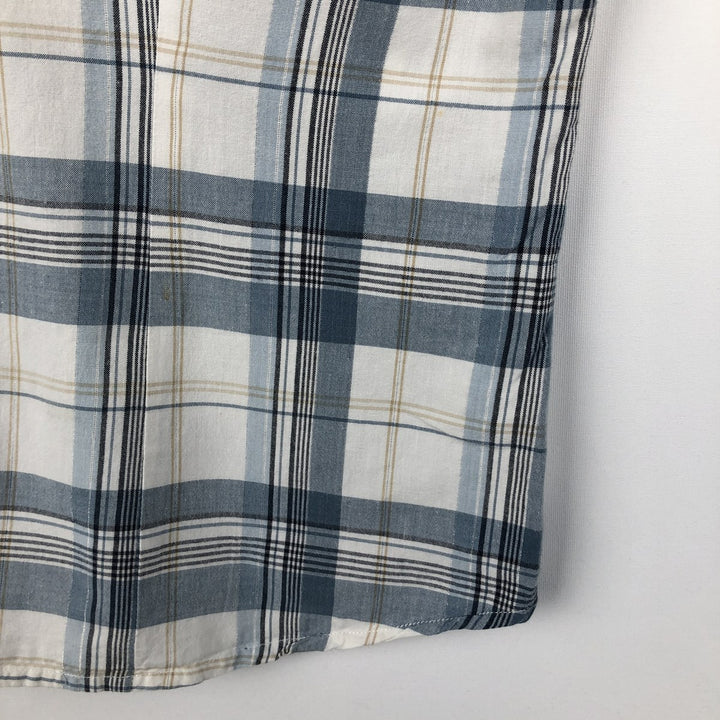 TANTUM ON Skipper Collar Long Sleeve Cotton Check Shirt (Women's Size S) cotton Blue type light blue Vintage Second Hand