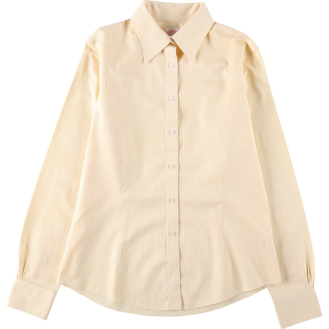 Brooks Brothers Est.1818 Long-Sleeve Cotton Stripe Shirt, Women's Size L (approx.) cotton white type Vintage Second Hand