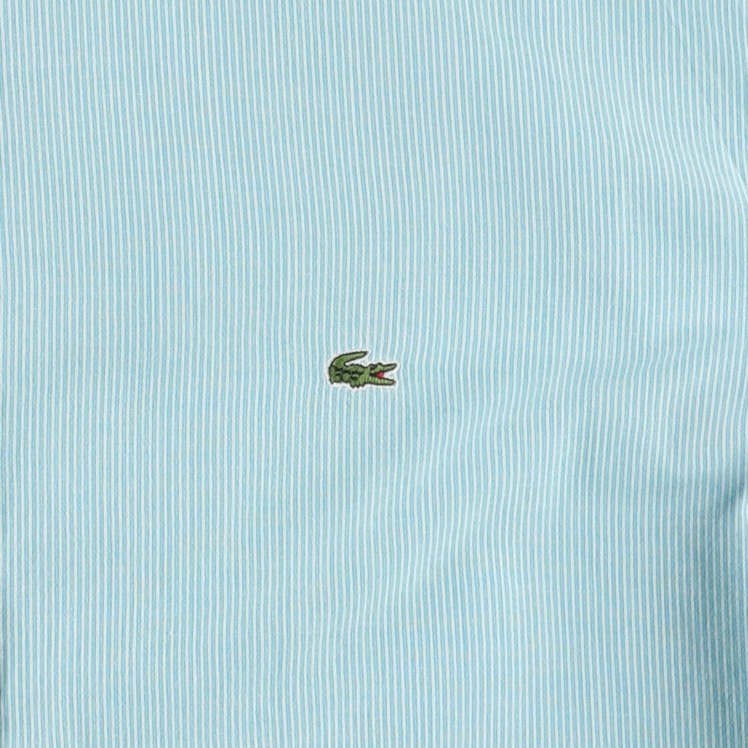 Lacoste stand-collar remake long-sleeved cotton striped shirt, women's size L (approx.) cotton Mint green Vintage Second Hand