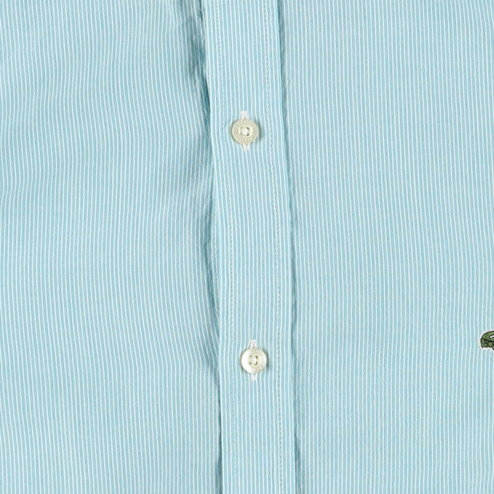 Lacoste stand-collar remake long-sleeved cotton striped shirt, women's size L (approx.) cotton Mint green Vintage Second Hand