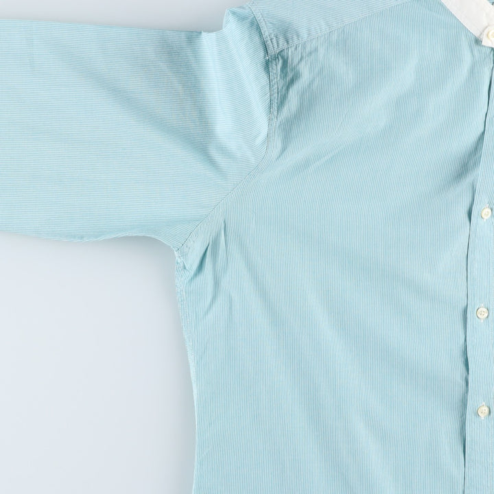 Lacoste stand-collar remake long-sleeved cotton striped shirt, women's size L (approx.) cotton Mint green Vintage Second Hand