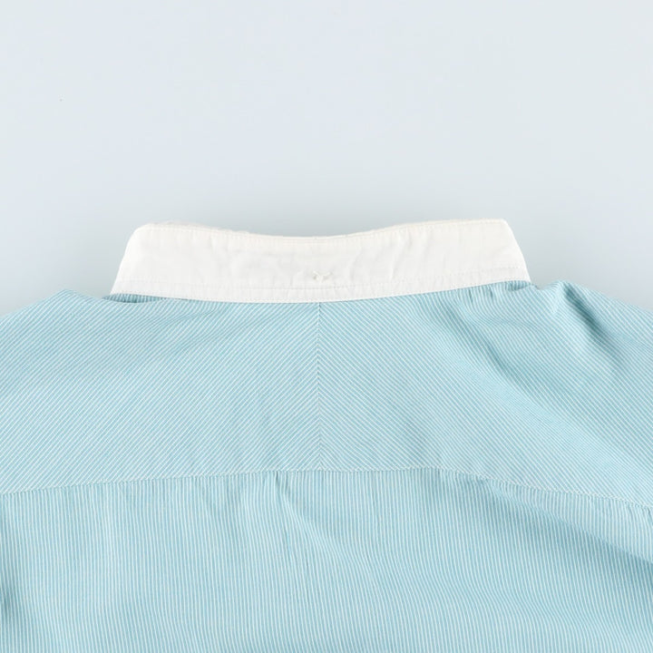 Lacoste stand-collar remake long-sleeved cotton striped shirt, women's size L (approx.) cotton Mint green Vintage Second Hand