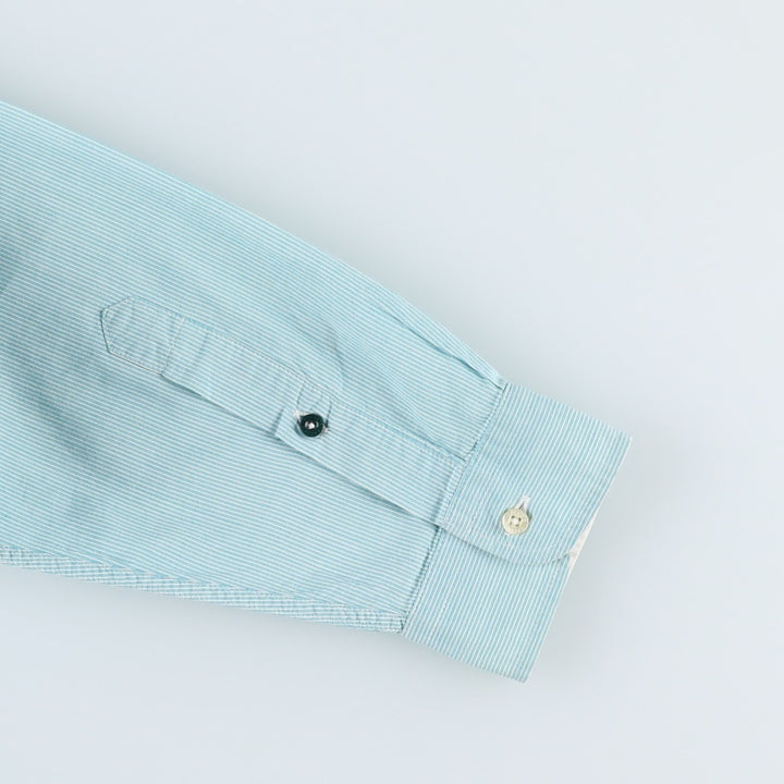 Lacoste stand-collar remake long-sleeved cotton striped shirt, women's size L (approx.) cotton Mint green Vintage Second Hand