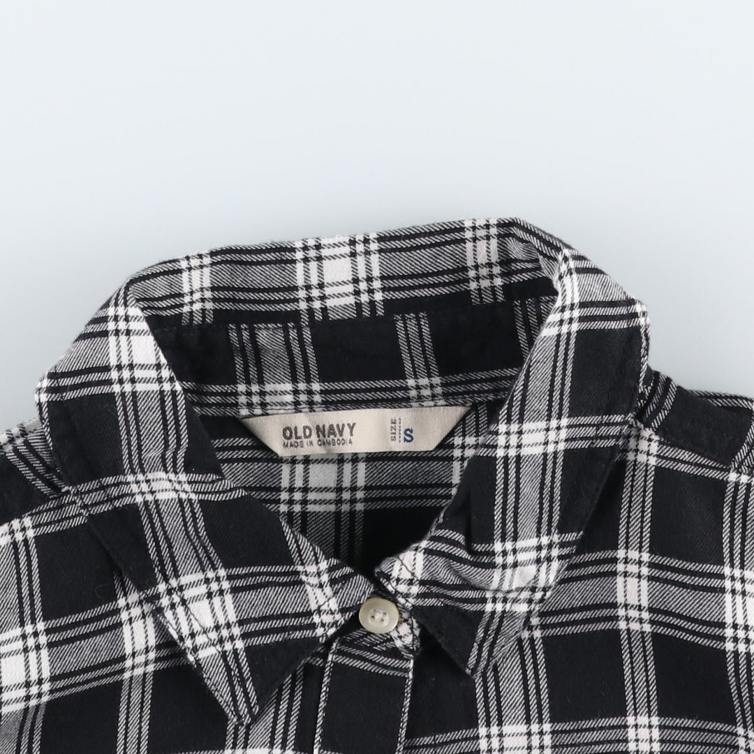 Old Navy long-sleeved cotton check shirt, women's size S (approx.) cotton black type Vintage Second Hand