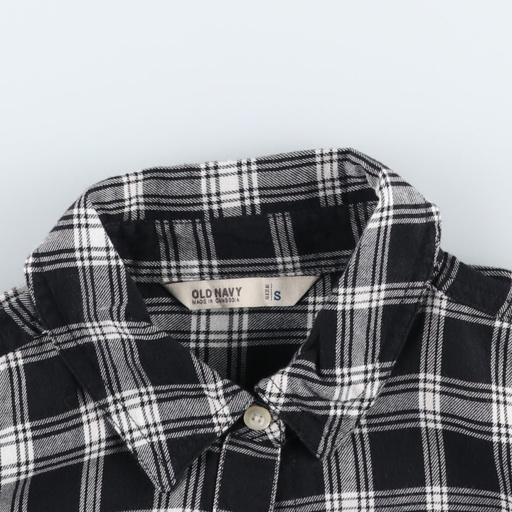 Old Navy long-sleeved cotton check shirt, women's size S (approx.) cotton black type Vintage Second Hand