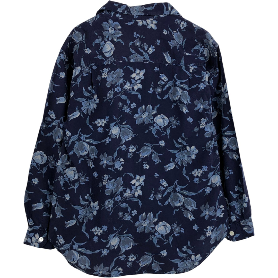 90'S GAP (Old GAP) All-over Floral Print Long-Sleeve Open-Collar Shirt, Women's Size S (approx.), Vintage Rayon navy blue type Vintage Second Hand