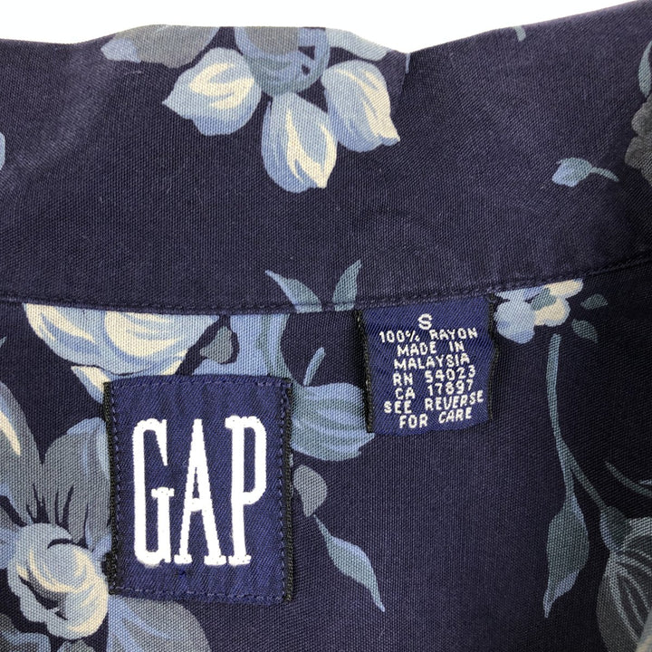 90'S GAP (Old GAP) All-over Floral Print Long-Sleeve Open-Collar Shirt, Women's Size S (approx.), Vintage Rayon navy blue type Vintage Second Hand