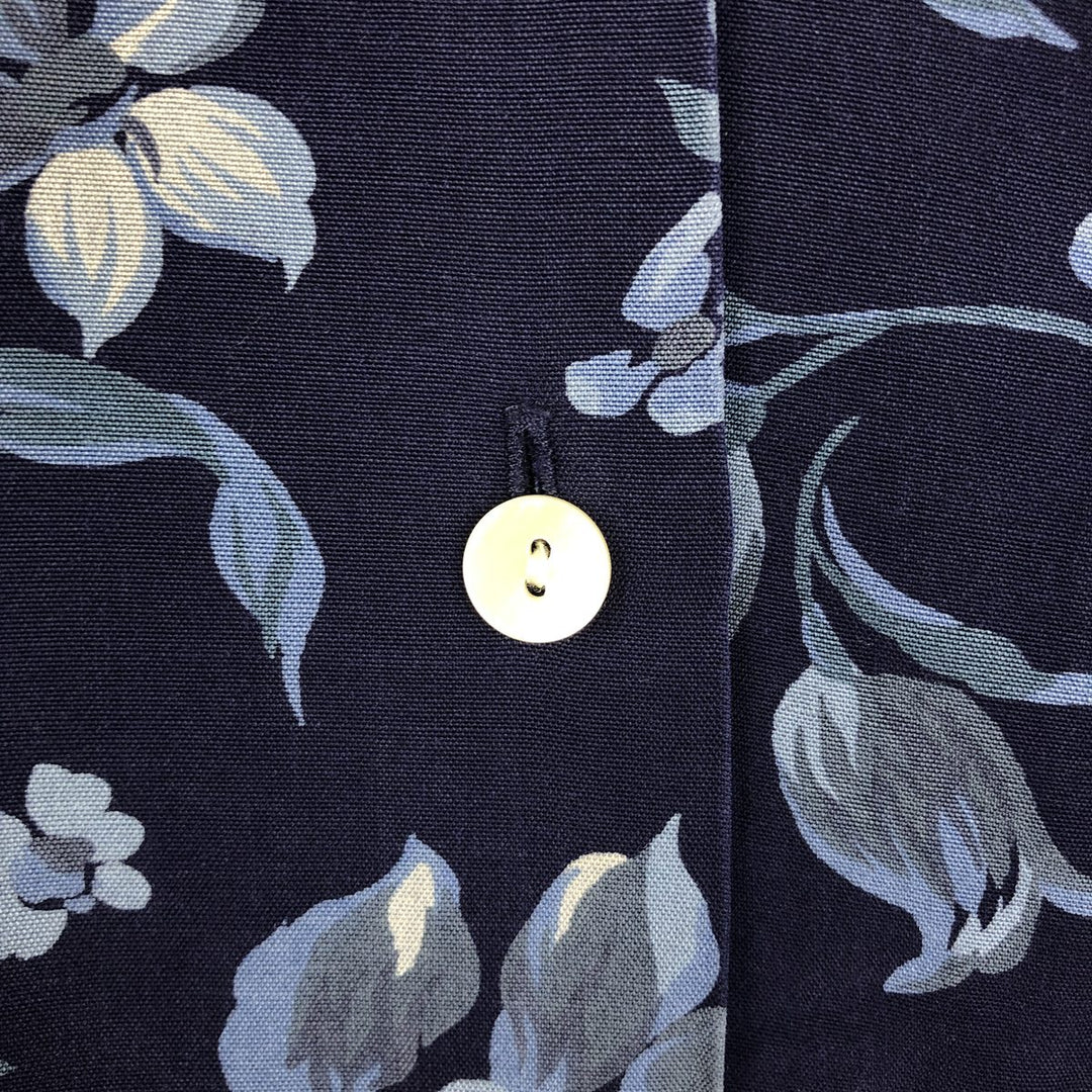 90'S GAP (Old GAP) All-over Floral Print Long-Sleeve Open-Collar Shirt, Women's Size S (approx.), Vintage Rayon navy blue type Vintage Second Hand