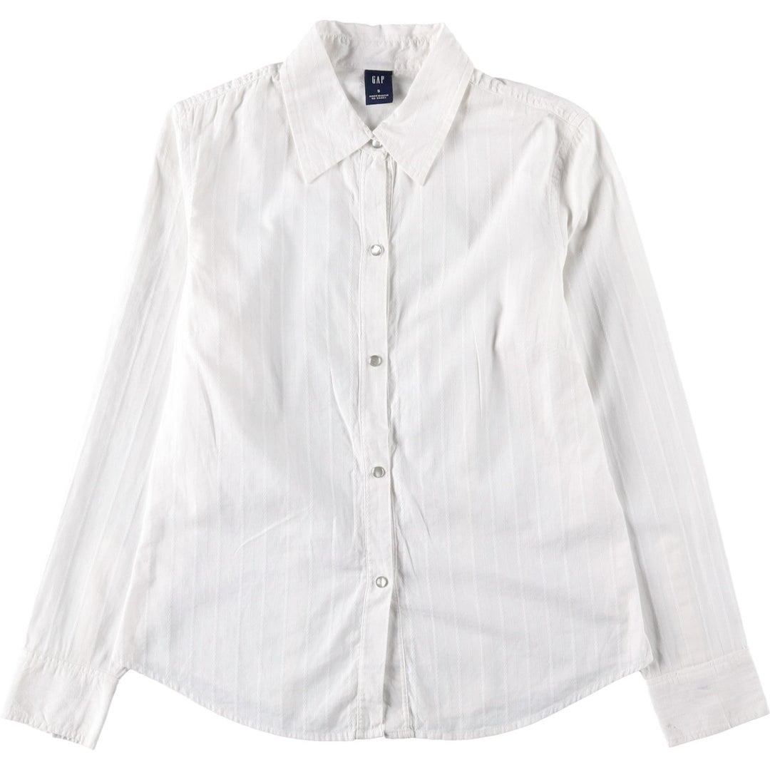 GAP Long-Sleeve Cotton Stripe Shirt, Women's Size S (approx.) cotton white type Vintage Second Hand