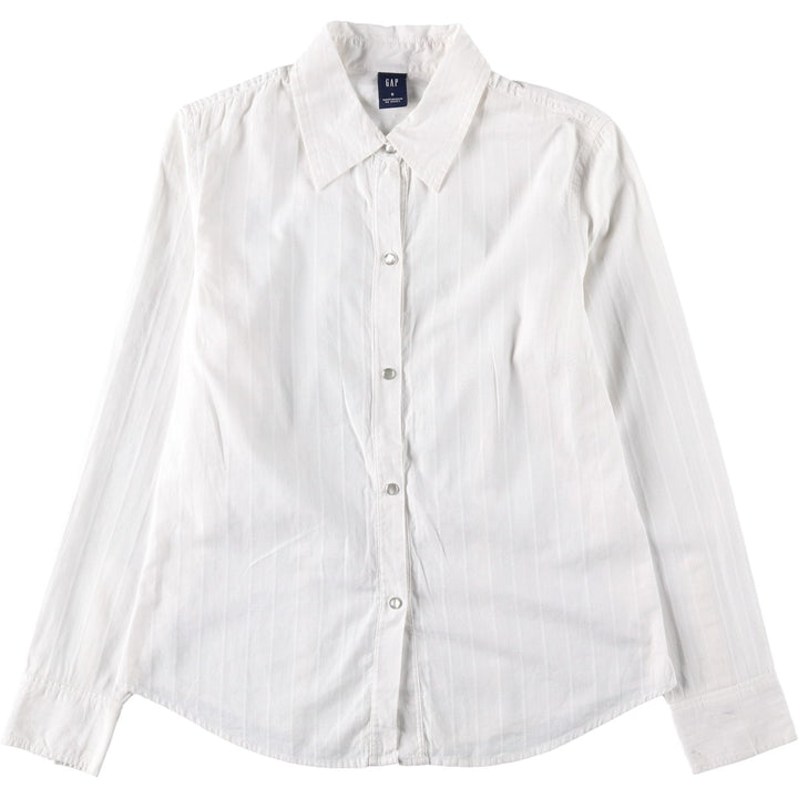 GAP Long-Sleeve Cotton Stripe Shirt, Women's Size S (approx.) cotton white type Vintage Second Hand