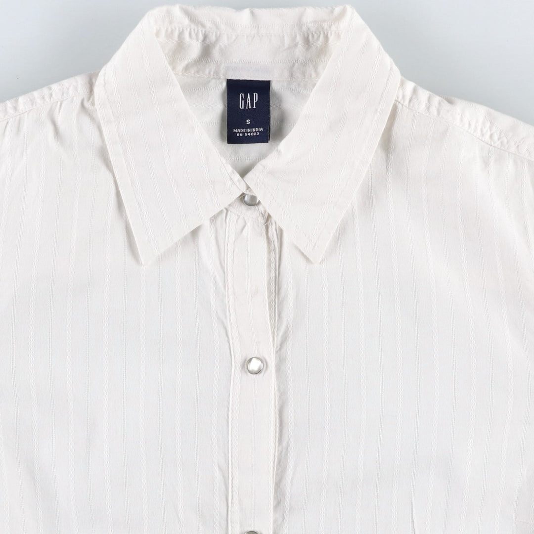 GAP Long-Sleeve Cotton Stripe Shirt, Women's Size S (approx.) cotton white type Vintage Second Hand