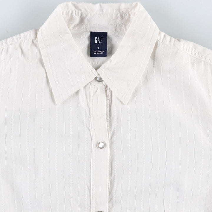 GAP Long-Sleeve Cotton Stripe Shirt, Women's Size S (approx.) cotton white type Vintage Second Hand