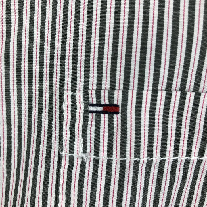 2000'S Tommy Hilfiger Denim Long-Sleeve Cotton Stripe Shirt, Cleric Shirt, Women's Size S (approx.) cotton white type Vintage Second Hand