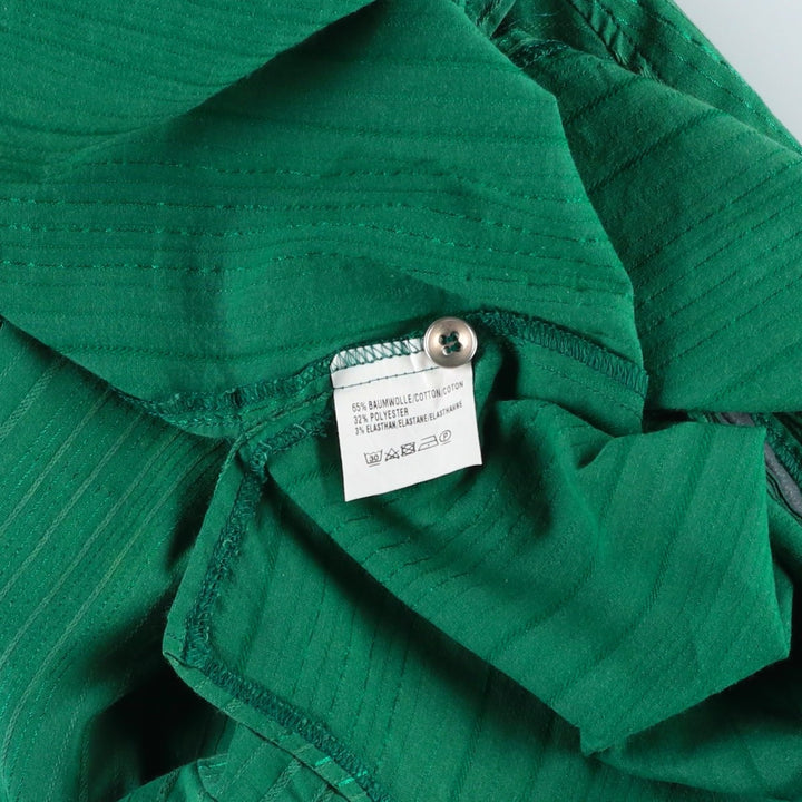 Long-sleeved striped shirt, women's size M (approx.) cotton green type Vintage Second Hand