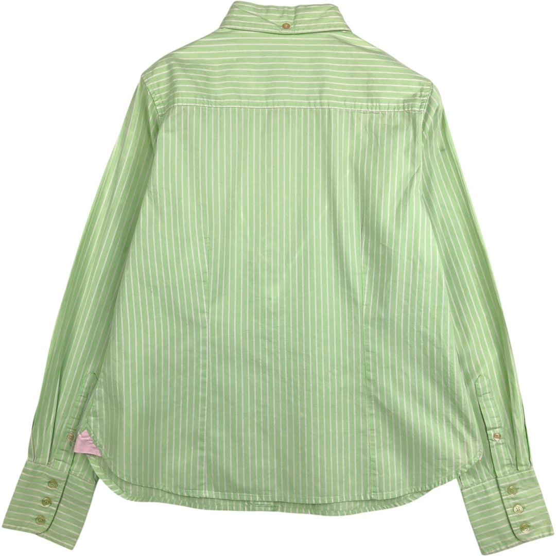 JOY Long-Sleeve Button-Down Striped Shirt, Women's Size M (approx.) cotton green type yellow green Vintage Second Hand