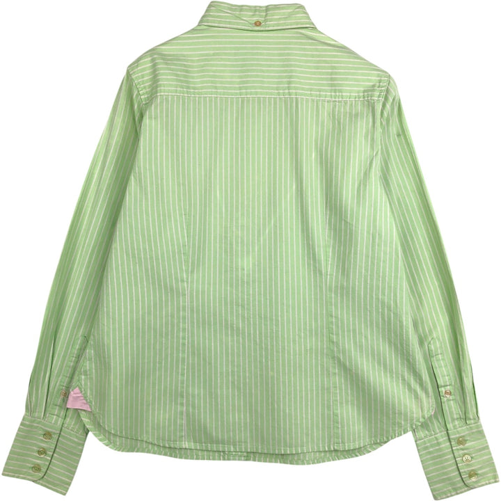 JOY Long-Sleeve Button-Down Striped Shirt, Women's Size M (approx.) cotton green type yellow green Vintage Second Hand