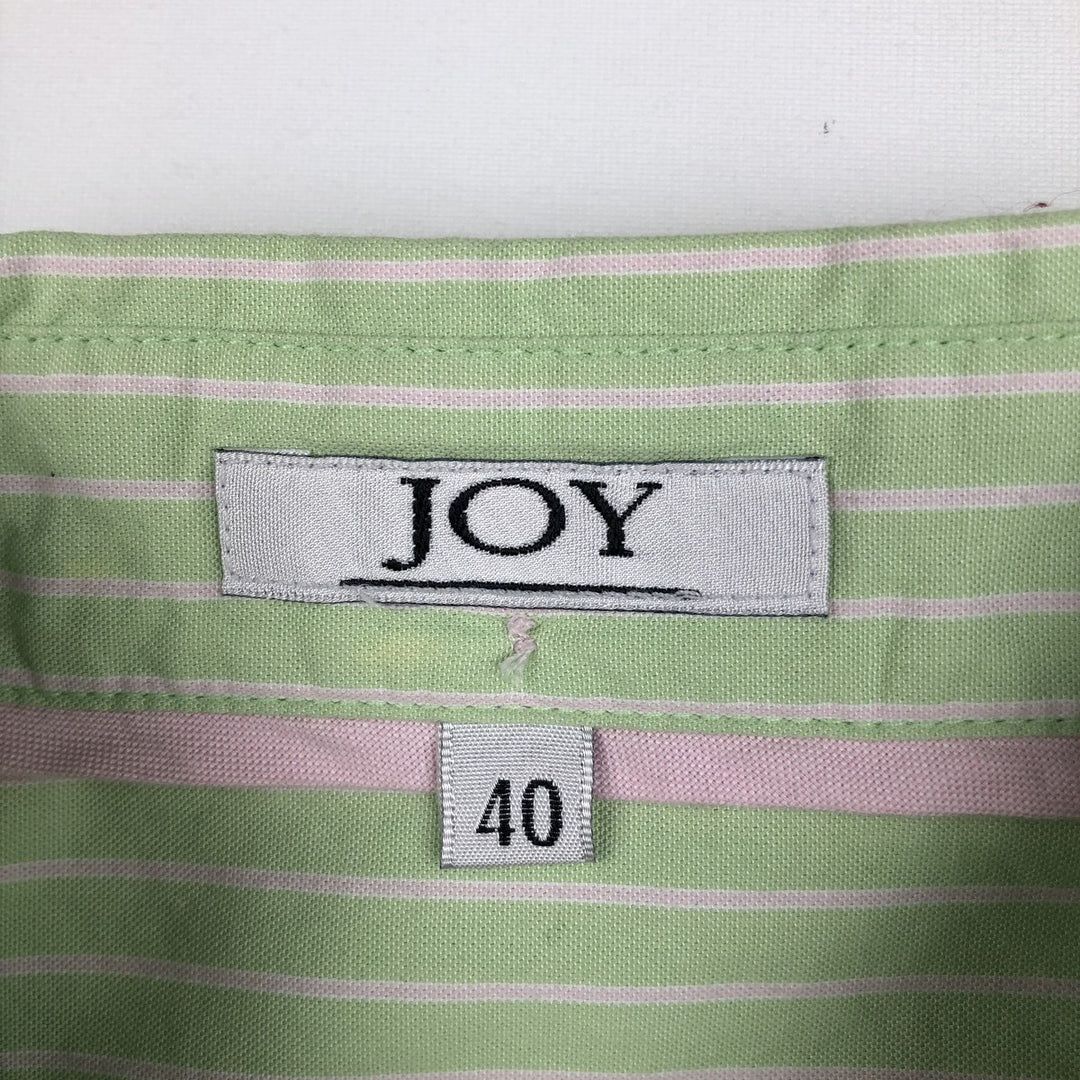 JOY Long-Sleeve Button-Down Striped Shirt, Women's Size M (approx.) cotton green type yellow green Vintage Second Hand