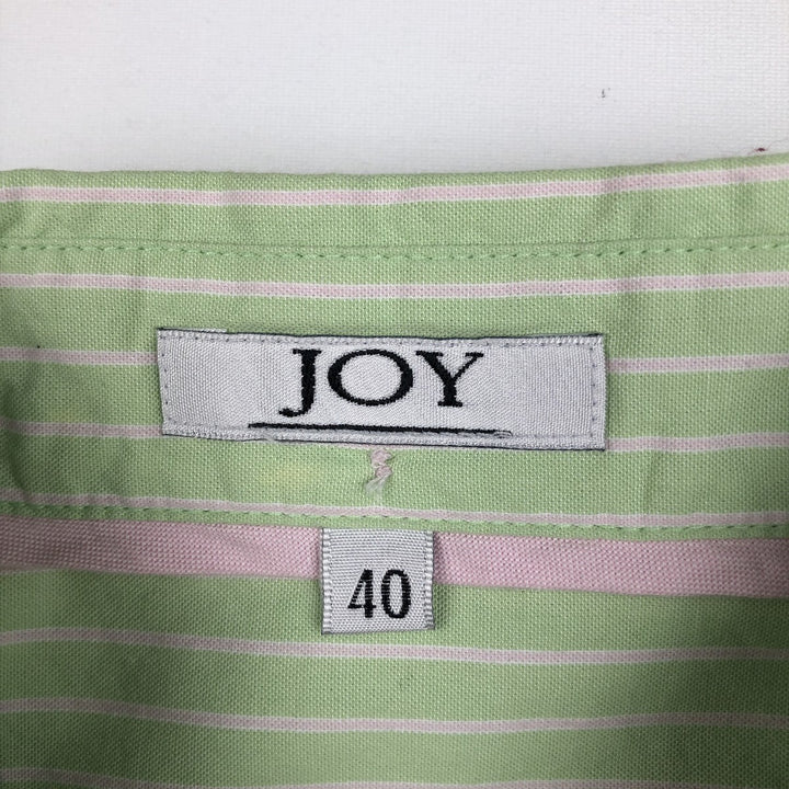 JOY Long-Sleeve Button-Down Striped Shirt, Women's Size M (approx.) cotton green type yellow green Vintage Second Hand