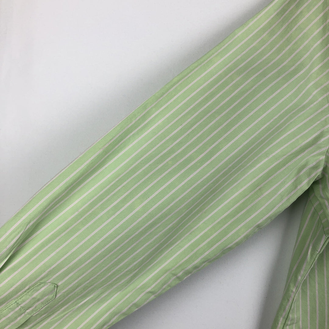 JOY Long-Sleeve Button-Down Striped Shirt, Women's Size M (approx.) cotton green type yellow green Vintage Second Hand