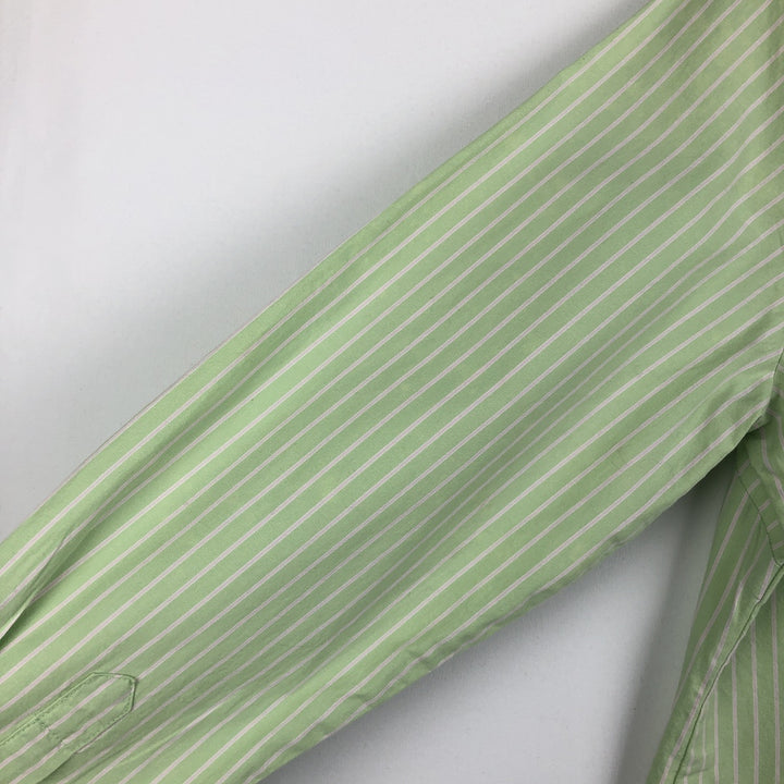 JOY Long-Sleeve Button-Down Striped Shirt, Women's Size M (approx.) cotton green type yellow green Vintage Second Hand