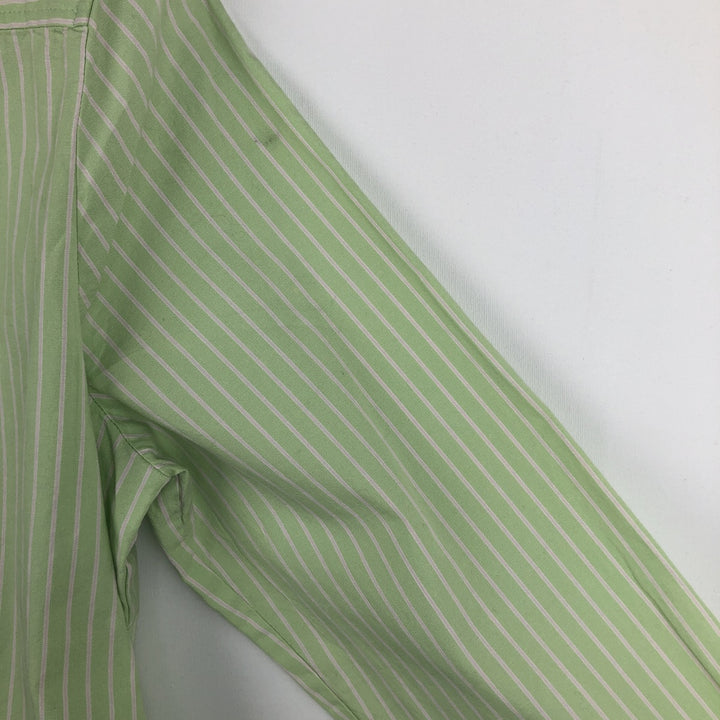JOY Long-Sleeve Button-Down Striped Shirt, Women's Size M (approx.) cotton green type yellow green Vintage Second Hand