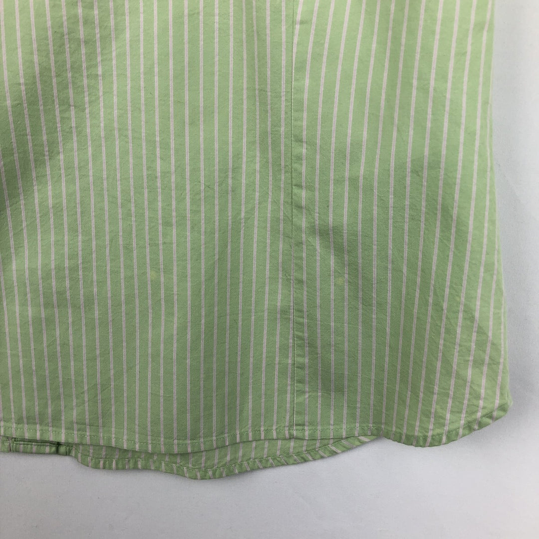 JOY Long-Sleeve Button-Down Striped Shirt, Women's Size M (approx.) cotton green type yellow green Vintage Second Hand