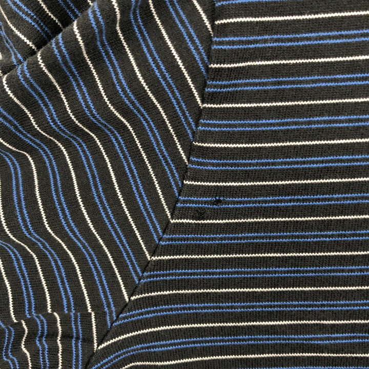 Nautica Multi-Stripe Long-Sleeve Polo Shirt, Men's Size L (approx.) cotton black type Vintage Second Hand