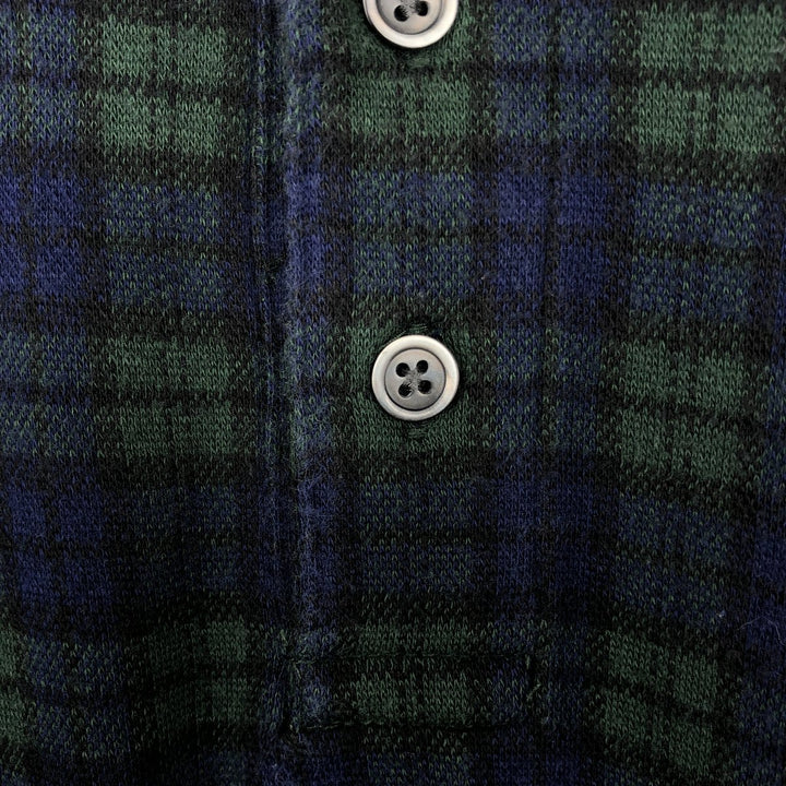 1990'S Eddie Bauer Long-Sleeve Check Polo Shirt, Men's Size L (Equivalent), Vintage cotton green type Vintage Second Hand