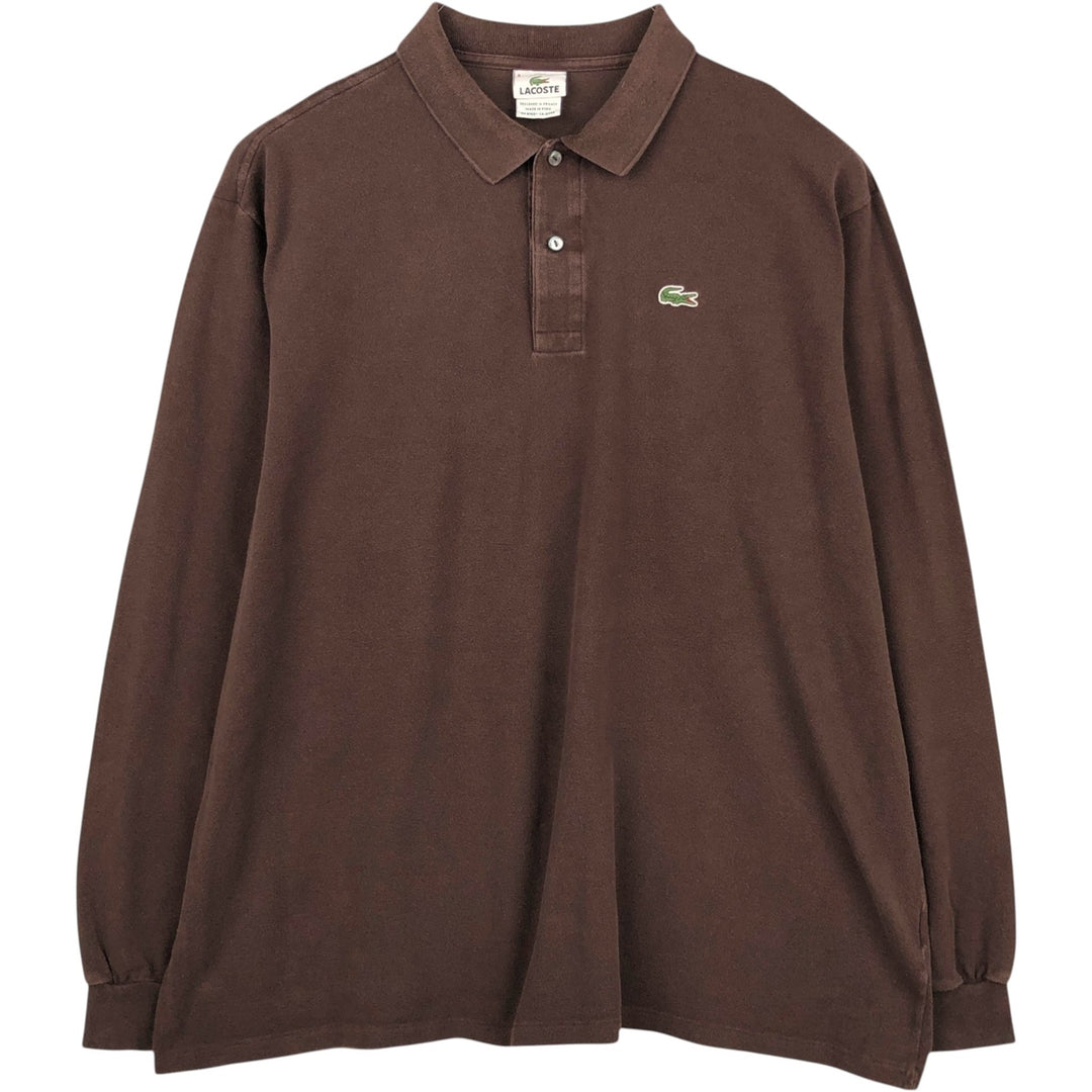 Lacoste (LACOSTE) French design long-sleeved polo shirt, size 9, equivalent to men's XXXL. cotton brown type Vintage Second Hand