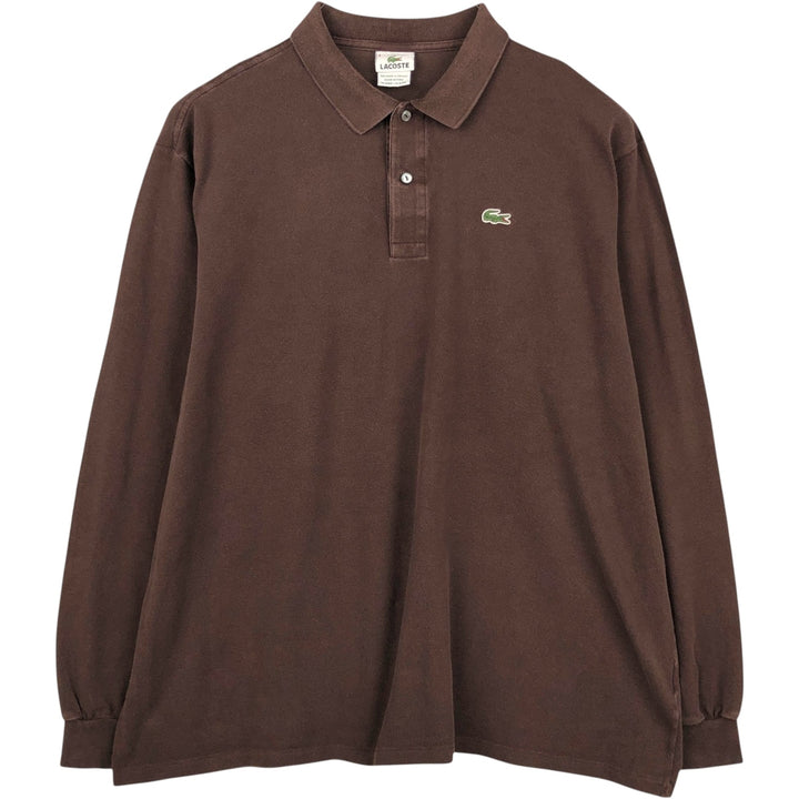 Lacoste (LACOSTE) French design long-sleeved polo shirt, size 9, equivalent to men's XXXL. cotton brown type Vintage Second Hand