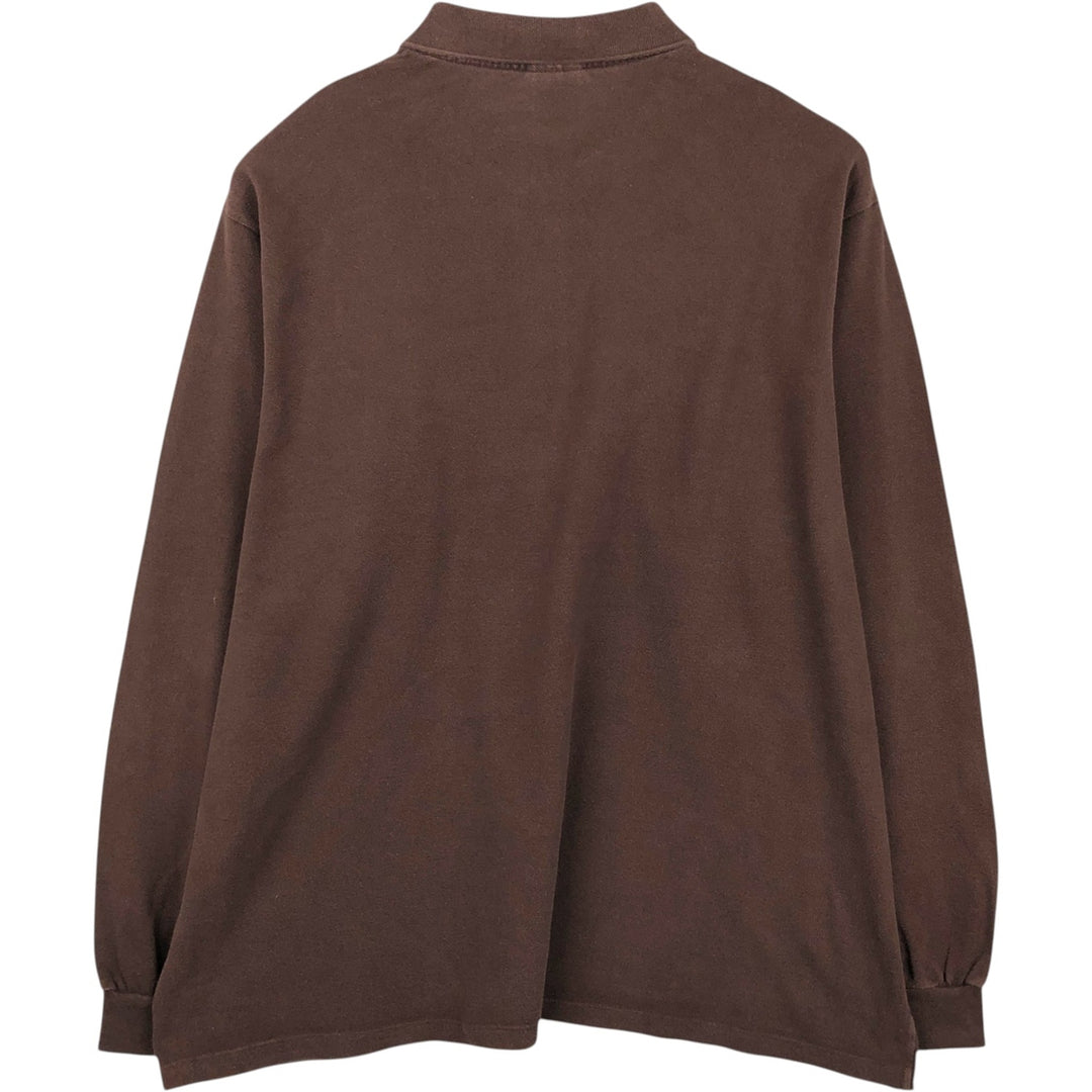 Lacoste (LACOSTE) French design long-sleeved polo shirt, size 9, equivalent to men's XXXL. cotton brown type Vintage Second Hand