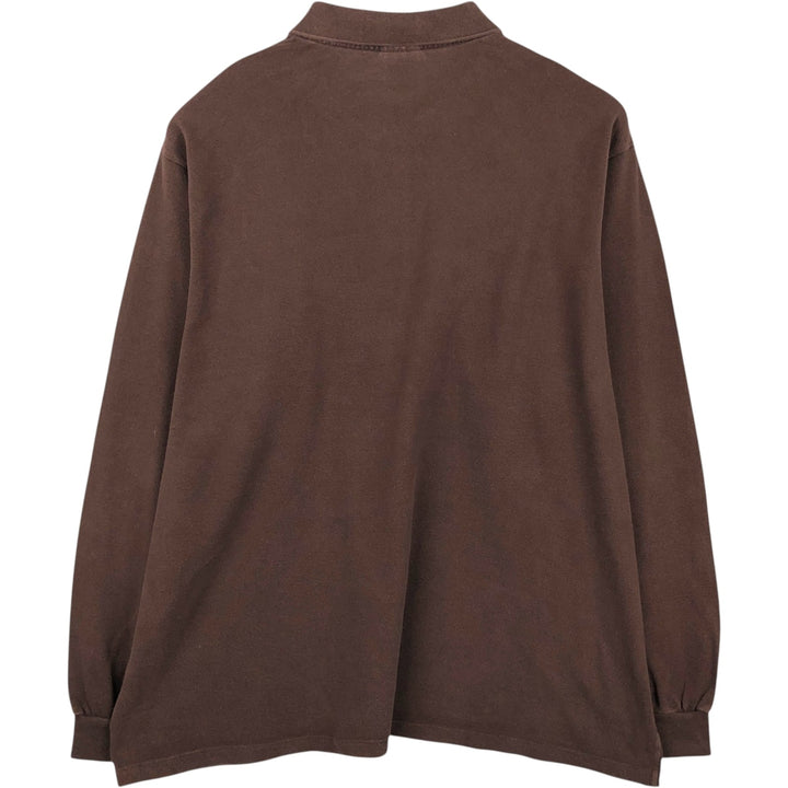 Lacoste (LACOSTE) French design long-sleeved polo shirt, size 9, equivalent to men's XXXL. cotton brown type Vintage Second Hand
