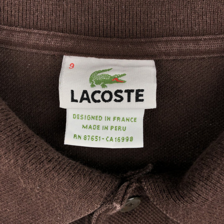 Lacoste (LACOSTE) French design long-sleeved polo shirt, size 9, equivalent to men's XXXL. cotton brown type Vintage Second Hand