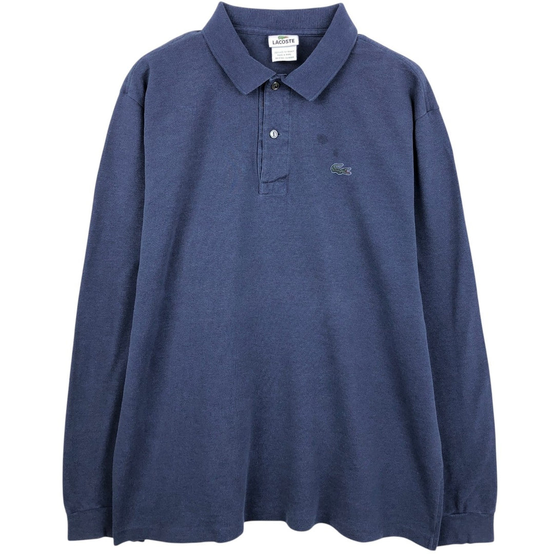 Lacoste French-designed long-sleeved polo shirt, size 6, men's XL cotton navy blue type Vintage Second Hand